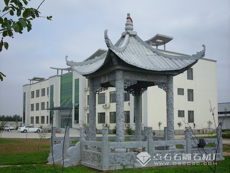 青石四角單層涼亭