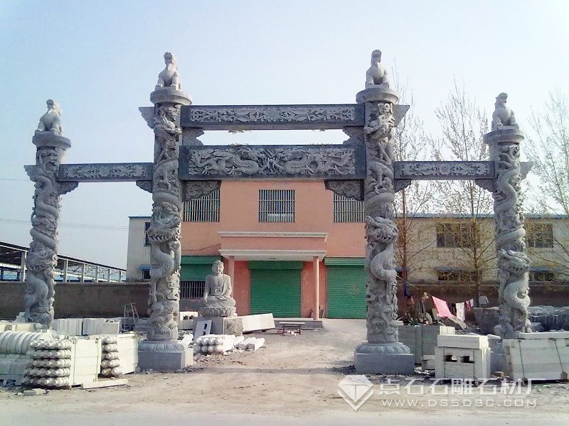 三門龍柱青石石牌坊